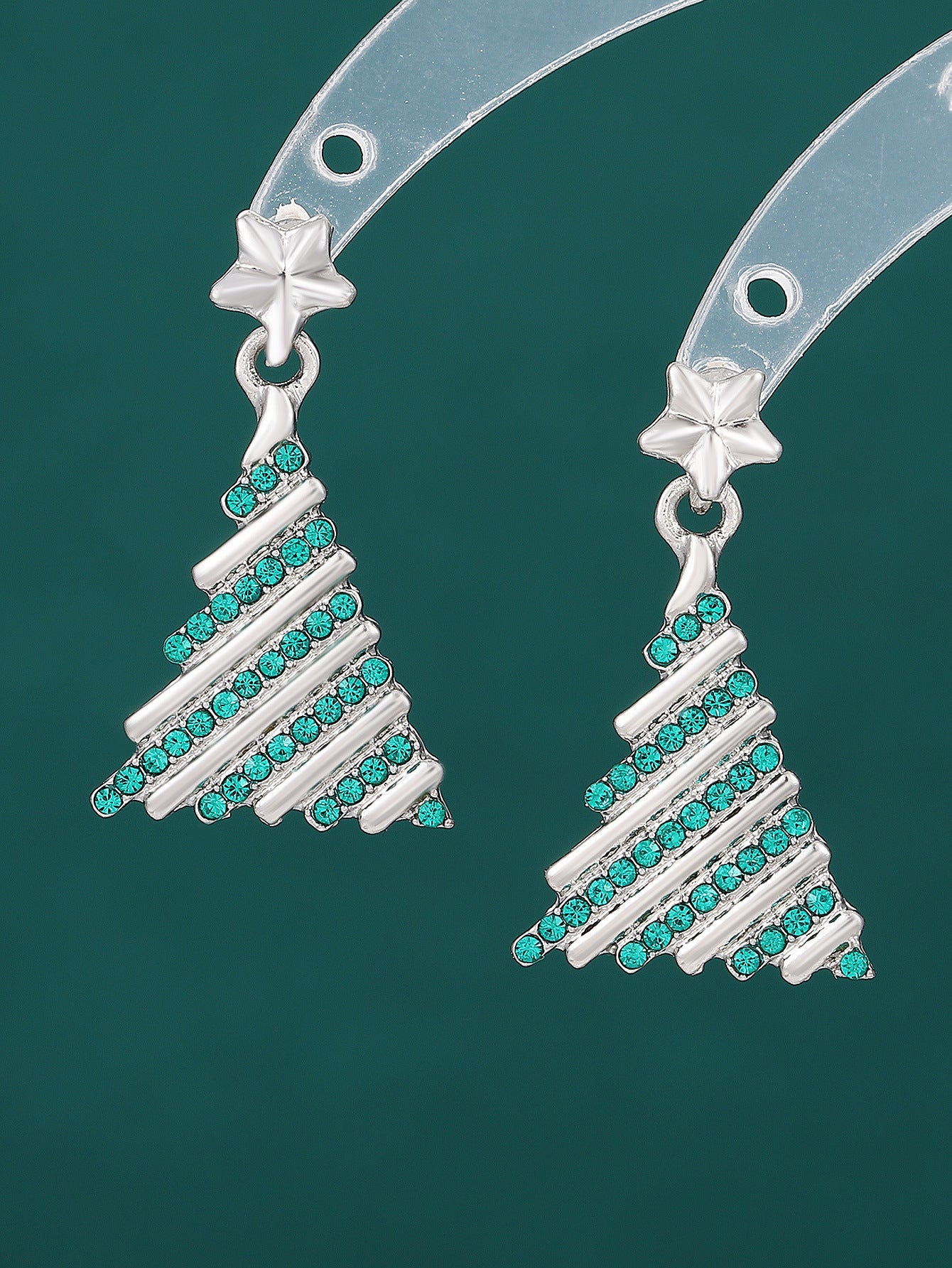Wholesale Diamond-encrusted Christmas tree earrings